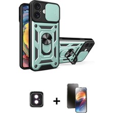 BUTİMAR'S iPhone 16 Ahenk Klasik - Siyah 3D Antistatik Mat Seramik Nano Ekran Koruyucu + Pembe Pvd Metal Kamera Lens