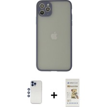 BUTİMAR'S iPhone 12 Pro Max Ahenk Çizgi Serisi - Siyah Mat Seramik Nano Ekran Koruyucu + Lacivert Shine Kamera Lens