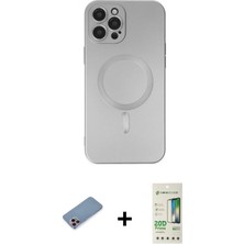 BUTİMAR'S iPhone 12 Pro Max Akış Minimal Özel Seri - Siyah 20D Premium Cam Ekran Koruyucu + Pembe Shine Kamera Lens Koruma Cam