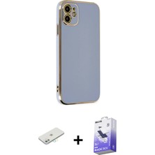 BUTİMAR'S iPhone 12 Yankı Serisi - Siyah Bilvis 5in1 5d Magic Hayalet Cam Ekran Koruyucu + Sarı Renkli Kamera Lens Koruma Cam