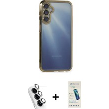 BUTİMAR'S Galaxy A25 5g Vadi Minimal - Şeffaf Pasifik Cam Ekran Koruyucu + Gümüş Valdez Metal Kamera Lens