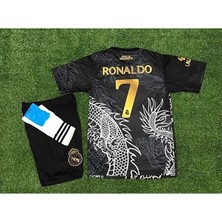 R.ea.l M.a.dr.i.d 2023/24 Dragon (Ejderha) Desenli Cristiano Ronaldo Çocuk Forması 3'lü Set (Black)