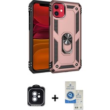 BUTİMAR'S iPhone 11 Ahenk Klasik Koleksiyonu - Şeffaf Royal Nano Ekran Koruyucu + Mavi Pvd Metal Kamera Lens