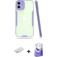 BUTİMAR'S iPhone 12 Atlas Asil Serisi - Siyah Bilvis 5in1 5d Magic Hayalet Cam Ekran Koruyucu + Yeşil Renkli Kamera Lens Koruma Cam