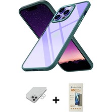 BUTİMAR'S iPhone 14 Pro Max Nova Işık Serisi - Siyah 6d Mat Seramik Hayalet Nano Ekran Koruyucu + Gümüş Band Metal Kamera Lens