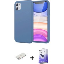 BUTİMAR'S iPhone 11 Kozmos Yansıma Özel Seri - Siyah Bilvis 5in1 5d Magic Hayalet Cam Ekran Koruyucu + Pembe Renkli Kamera Lens Koruma Cam