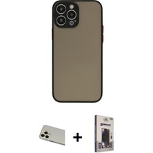 BUTİMAR'S iPhone 13 Pro Max Ahenk Çizgi Serisi - Siyah Bilvis Hayalet Cam Ekran Koruyucu + Rose Gold Rainbow Kamera Lens Koruma Cam