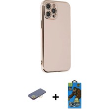 BUTİMAR'S iPhone 12 Pro Max Yankı Serisi - Siyah 18D Cam Ekran Koruyucu + Sarı Renkli Kamera Lens Koruma Cam