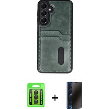 BUTİMAR'S Galaxy A15 4g Yörünge Işık Serisi - Siyah 3D Antistatik Hayalet Cam Ekran Koruyucu + Siyah Raze Metal Kamera Lens