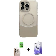 BUTİMAR'S iPhone 16 Pro Max Kozmos Form Özel Seri - Siyah Bilvis 5in1 5d Magic Hayalet Cam Ekran Koruyucu + Natural Grey Raze Metal Kamera Lens