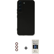 BUTİMAR'S Galaxy S23 Plus Ahenk Serisi - Siyah 5d Hayalet Cam Ekran Koruyucu + Kırmızı Metal Kamera Lens