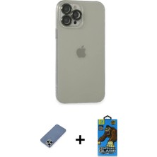 BUTİMAR'S iPhone 13 Pro Max Ufuk Minimal Özel Seri - Siyah 18D Cam Ekran Koruyucu + Açık Yeşil Metal Kamera Lens Koruma Cam