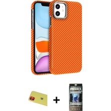 BUTİMAR'S iPhone 11 Doruk Serisi - Siyah 34D Hayalet Izgaralı Cam + Kırmızı Rainbow Kamera Lens Koruma Cam
