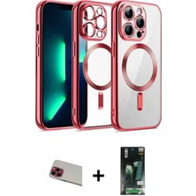 BUTİMAR'S iPhone 13 Pro Max Nova Işık Özel Seri - Şeffaf 360 Full Body Arka Koruyucu + Kırmızı Rainbow Kamera Lens Koruma Cam