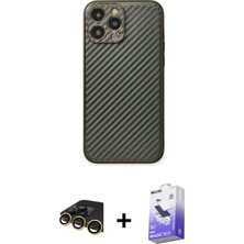 BUTİMAR'S iPhone 13 Pro Max Ahenk Işık - Siyah Bilvis 5in1 5d Magic Hayalet Cam Ekran Koruyucu + Gold Raze Metal Kamera Lens