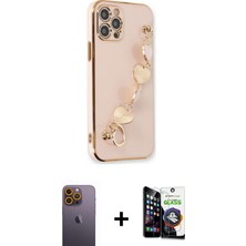 BUTİMAR'S iPhone 12 Pro Max Nova Işık Prime - Şeffaf Temperli Cam Ekran Koruyucu + Sarı Neon Fosforlu Kamera Lens