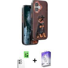 BUTİMAR'S iPhone 16 Nova Form Koleksiyonu - Siyah Bilvis 5in1 3D Magic Cam Ekran Koruyucu + Beyaz Raze Metal Kamera Lens