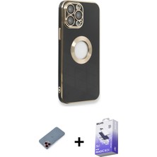 BUTİMAR'S iPhone 13 Pro Max Iz Form Serisi - Siyah Bilvis 5in1 5d Magic Hayalet Cam Ekran Koruyucu + Kırmızı Metal Kamera Lens Koruma Cam
