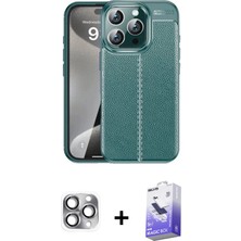 BUTİMAR'S iPhone 16 Pro Max Doruk Klasik Özel Seri - Siyah Bilvis 5in1 5d Magic Hayalet Cam Ekran Koruyucu + Gri Pers Alüminyum Kamera Lens