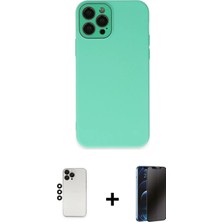 BUTİMAR'S iPhone 12 Pro Çekirdek Modern Serisi - Siyah 3D Antistatik Hayalet Cam Ekran Koruyucu + Siyah Shine Kamera Lens