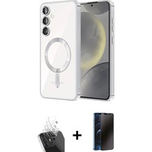 BUTİMAR'S Galaxy A55 5g Nova Işık Özel Seri - Siyah 3D Antistatik Hayalet Cam Ekran Koruyucu + Şeffaf Kamera Lens Koruma Cam