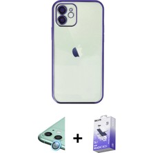 BUTİMAR'S iPhone 12 Vadi Minimal - Siyah Bilvis 5in1 5d Magic Hayalet Cam Ekran Koruyucu + Mavi Raze Metal Kamera Lens