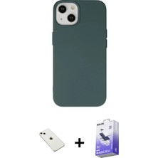 BUTİMAR'S iPhone 14 Ahenk Serisi - Siyah Bilvis 5in1 5d Magic Hayalet Cam Ekran Koruyucu + Pembe Diamond Kamera Lens