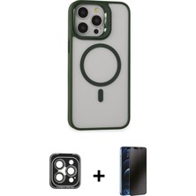 BUTİMAR'S iPhone 15 Pro Max Ahenk Klasik Özel Seri - Siyah 3D Antistatik Hayalet Cam Ekran Koruyucu + Gri Pvd Metal Kamera Lens