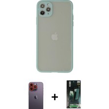 BUTİMAR'S iPhone 12 Pro Max Ahenk Çizgi Serisi - Siyah 360 Mat Full Body Arka Koruyucu + Turuncu Neon Fosforlu Kamera Lens