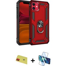 BUTİMAR'S iPhone 11 Ahenk Klasik Koleksiyonu - Siyah 3D Antistatik Seramik Nano Ekran Koruyucu + Kırmızı Rainbow Kamera Lens Koruma Cam