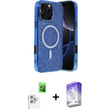 BUTİMAR'S iPhone 16 Pro Eksen Çizgi - Siyah Bilvis 5in1 3D Magic Cam Ekran Koruyucu + Beyaz Raze Metal Kamera Lens