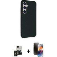 BUTİMAR'S Galaxy S24 Akış Asil Koleksiyonu - Siyah 3D Antistatik Mat Seramik Nano Ekran Koruyucu + Titan Gri Pvd Metal Kamera Lens