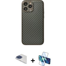 BUTİMAR'S iPhone 13 Pro Max Ahenk Işık - Siyah 3D Antistatik Cam Ekran Koruyucu + Lacivert Pers Alüminyum Kamera Lens