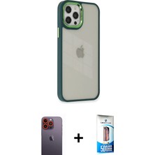 BUTİMAR'S iPhone 12 Pro Max Eksen Doku Prime - Siyah 5d Eko Cam Ekran Koruyucu + Turuncu Neon Fosforlu Kamera Lens
