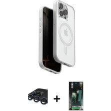 BUTİMAR'S iPhone 15 Pro Max Pusula Form Serisi - Siyah 360 Mat Full Body Arka Koruyucu + Lacivert Raze Metal Kamera Lens