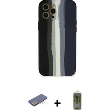 BUTİMAR'S iPhone 12 Pro Max Yadigar Çizgi - Siyah Joko Magic 5d Hayalet Cam + Mavi Renkli Kamera Lens Koruma Cam