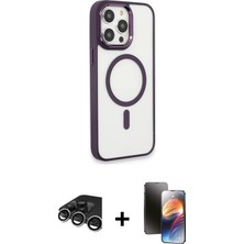 BUTİMAR'S iPhone 15 Pro Max Yankı Işık Özel Seri - Siyah 3D Antistatik Mat Seramik Nano Ekran Koruyucu + Gümüş Raze Metal Kamera Lens