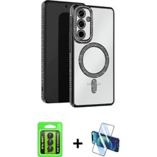 BUTİMAR'S Galaxy A15 4g Zirve Doku Prime - Siyah 3D Antistatik Seramik Nano Ekran Koruyucu + Siyah Raze Metal Kamera Lens