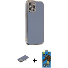 BUTİMAR'S iPhone 12 Pro Max Yankı Serisi - Siyah 18D Cam Ekran Koruyucu + Sarı Renkli Kamera Lens Koruma Cam