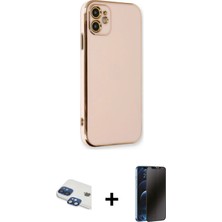 BUTİMAR'S iPhone 11 Yankı Serisi - Siyah 3D Antistatik Hayalet Cam Ekran Koruyucu + Lacivert Pers Alüminyum Kamera Lens