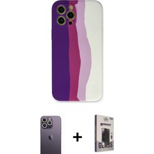 BUTİMAR'S iPhone 12 Pro Max Yadigar Çizgi - Siyah Bilvis Hayalet Cam Ekran Koruyucu + Beyaz Neon Fosforlu Kamera Lens