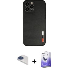 BUTİMAR'S iPhone 13 Pro Max Doruk Asil Koleksiyonu - Siyah Bilvis 5in1 5d Magic Hayalet Cam Ekran Koruyucu + Lacivert Pers Alüminyum Kamera Lens