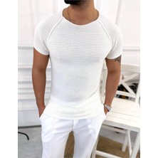 Elku Moda Slim Fit Örme Triko Tişört Nefes Alabilen Terletmez T-Shirt Dar Kesim