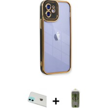 BUTİMAR'S iPhone 12 Çekirdek Klasik Serisi - Siyah Joko Magic 5d Hayalet Cam + Yeşil Rainbow Kamera Lens Koruma Cam