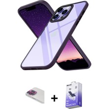 BUTİMAR'S iPhone 13 Pro Max Nova Işık Serisi - Siyah Bilvis 5in1 5d Magic Hayalet Cam Ekran Koruyucu + Gökkuşağı Pers Alüminyum Kamera Lens