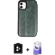 BUTİMAR'S iPhone 11 Zirve Yansıma Serisi - Siyah Bilvis 5in1 5d Magic Hayalet Cam Ekran Koruyucu + Turuncu Pvd Metal Kamera Lens