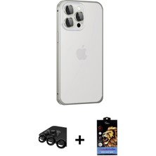 BUTİMAR'S iPhone 15 Pro Eksen Form Serisi - Siyah Buffer Hayalet Cam Ekran Koruyucu + Siyah Raze Metal Kamera Lens