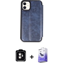 BUTİMAR'S iPhone 11 Zirve Yansıma Serisi - Siyah Bilvis 5in1 5d Magic Hayalet Cam Ekran Koruyucu + Turuncu Pvd Metal Kamera Lens