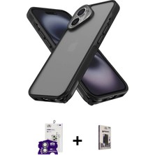 BUTİMAR'S iPhone 16 Atlas Form - Siyah Bilvis Hayalet Cam Ekran Koruyucu + Gümüş Bilvis Titan Kamera Lens