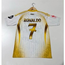 R.madridd 2024-25 Yeni Sezon Cristiano Ronaldo Yetişkin Forması (White-Gold)